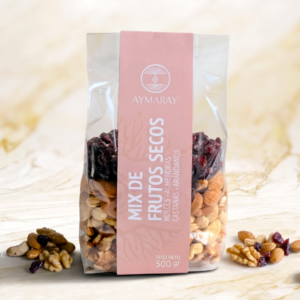 Mix de frutos AYMARAY - (500 gr.) Nueces, Almendras, Castañas y Arándanos.