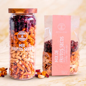 COMBO PREMIUM REFILL - Frasco con mix: Arandanos + Almendras + Castañas + Nueces y Bolsa de 500gr. (Para rellenar).